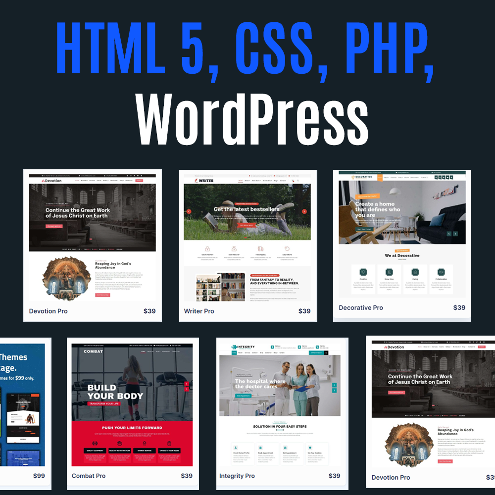 1000+ Website Themes: HTML5, CSS, PHP & WordPress Bundle